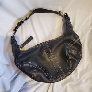 Coach black leather hobo bag